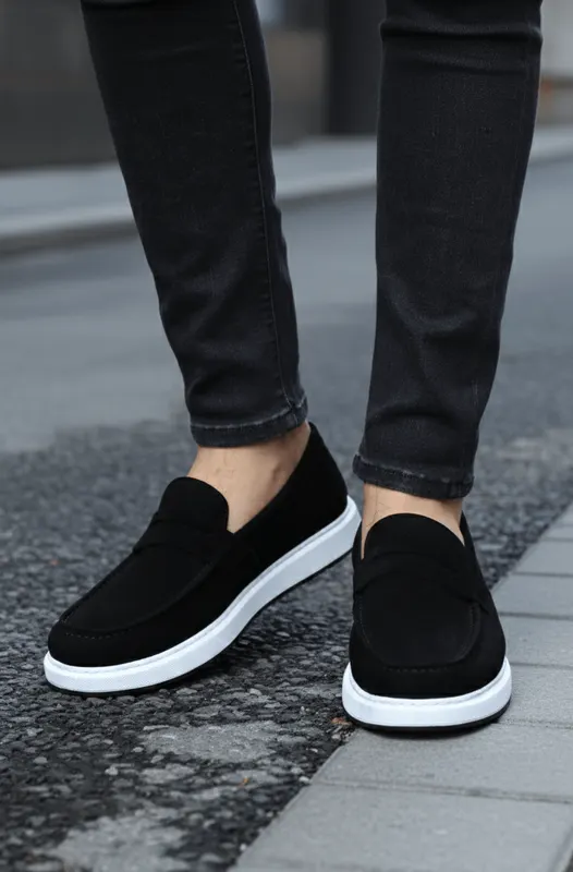 Pantofi gen Mocasini din Piele Intoarsa Negri - ETO BLACK