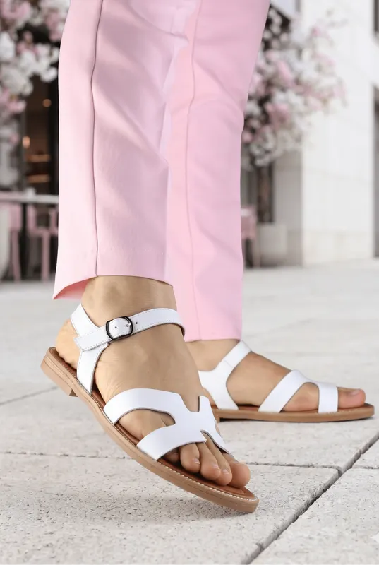 Sandale din Piele Naturala Alba - Ireny WHITE