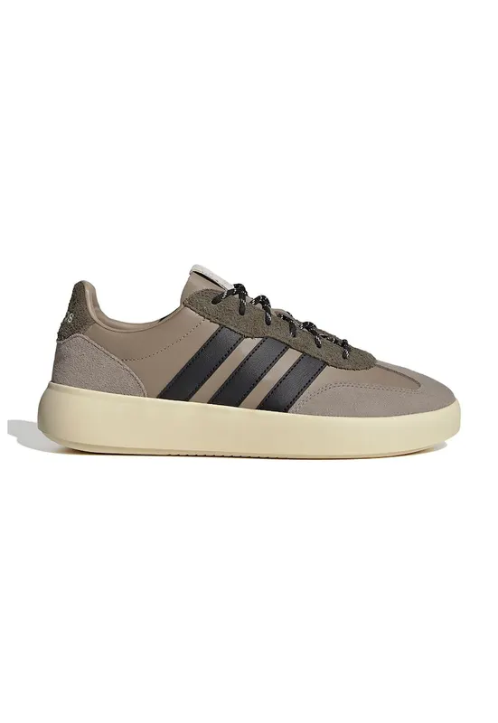 Pantofi sport Barreda Decode de piele si piele intoarsa cu logo contrastant - Negru/Maro taupe