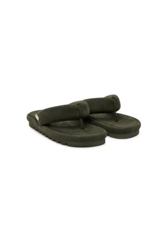 Papuci flip-flop dama HILARY - Piele naturala - Verde - Verde
