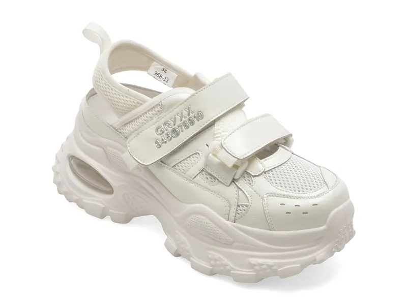 Pantofi sport albi, 968, din piele naturala