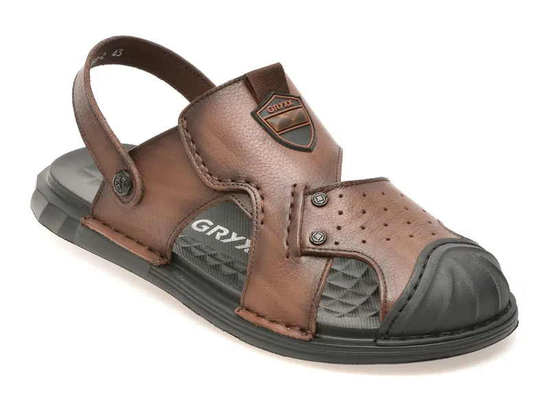Sandale maro, T6388, din piele naturala
