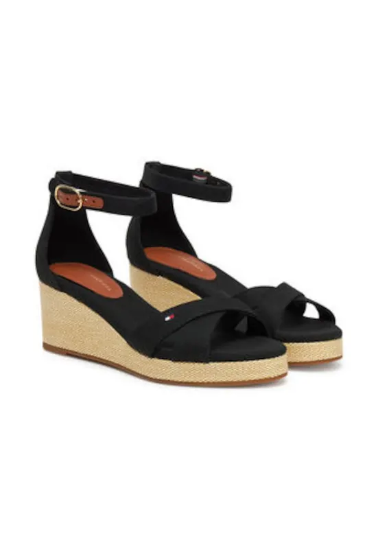 Sandale pentru dama - textil - negru -