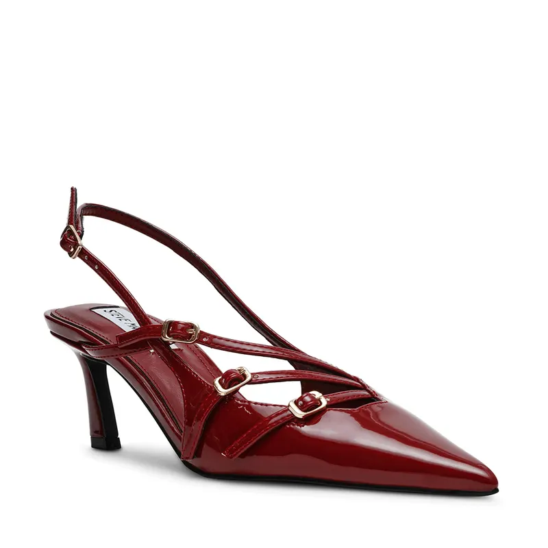 Pantofi cu toc slingback femei Steve Madden Liana bordo din lac 1469ddlianalbo — imaginea 2
