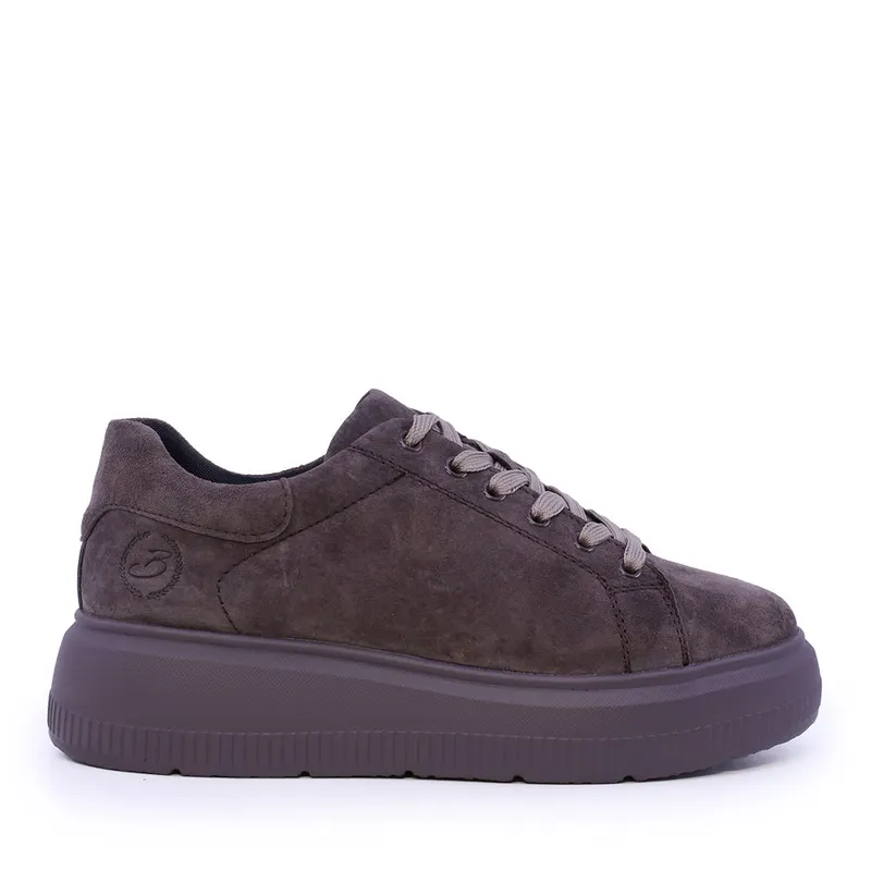 Sneakers femei maro din piele întoarsă 1992DP6643VM