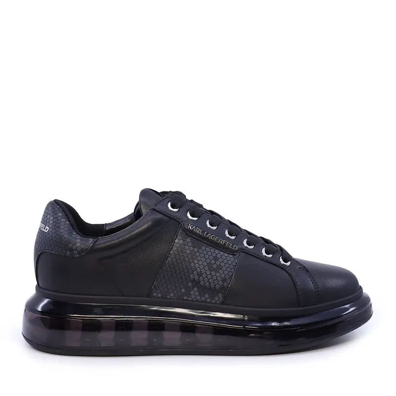 Sneakers bărbați Karl Lagerfeld KAPRI KUSHION Python Band Lo Lace negri din piele 2052BP52684N