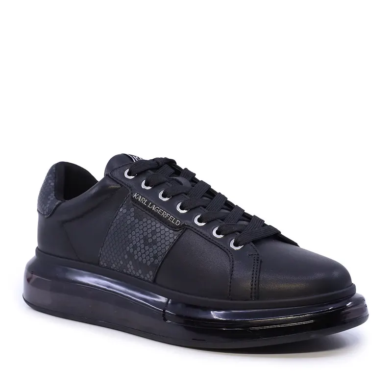 Sneakers bărbați Karl Lagerfeld KAPRI KUSHION Python Band Lo Lace negri din piele 2052BP52684N — imaginea 2