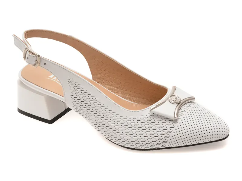 Pantofi eleganti IMAGE albi, 6192431, din piele naturala