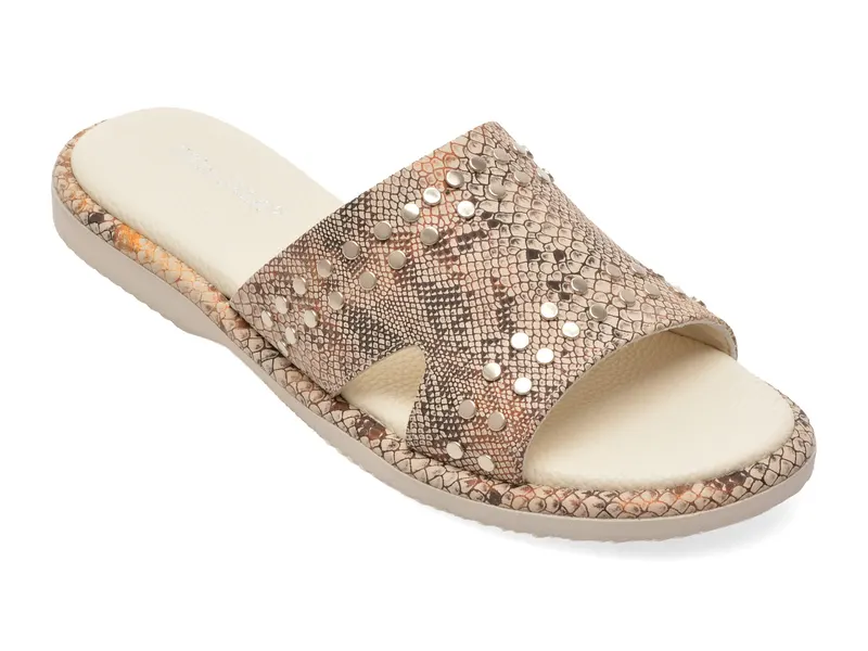 Papuci GOLD DEER bej, 1365705, din piele naturala