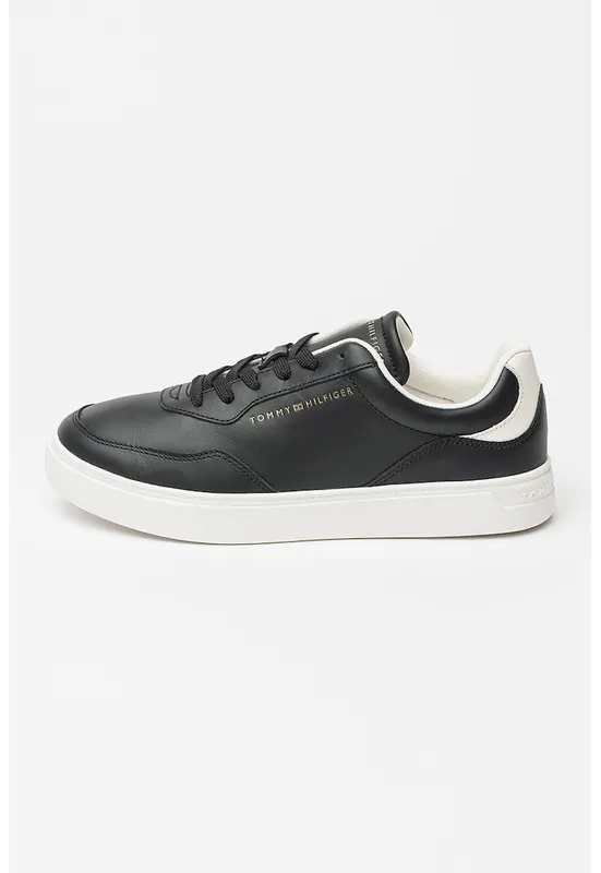 Pantofi sport din piele cu talpa cupsole Casual - Negru/Alb murdar