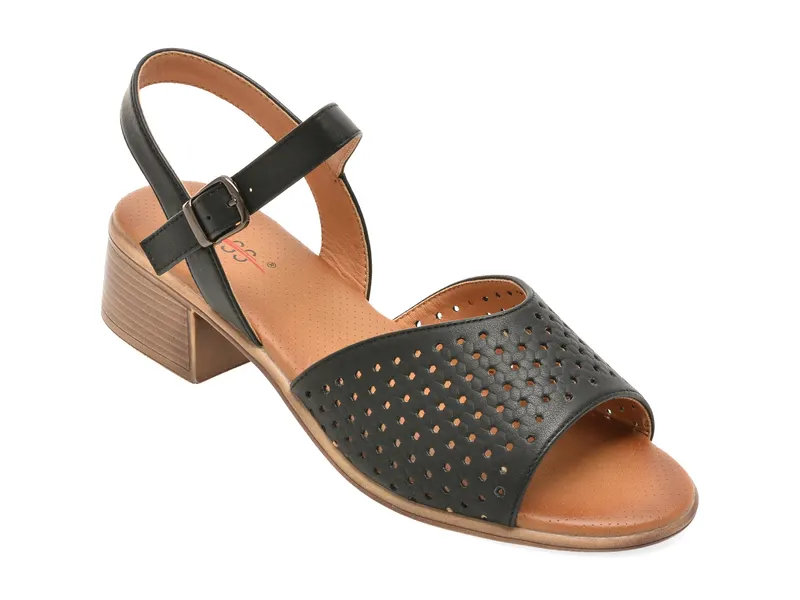 Sandale PASS COLLECTION negre, W160028, din piele naturala