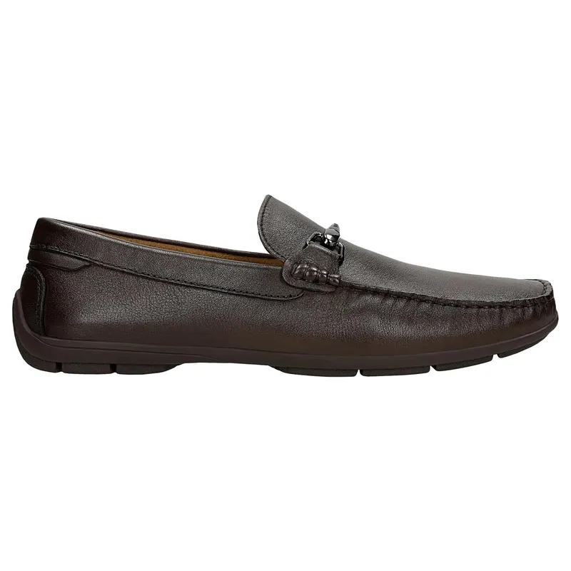 Mocasini maro-inchis din piele granulată bărbați