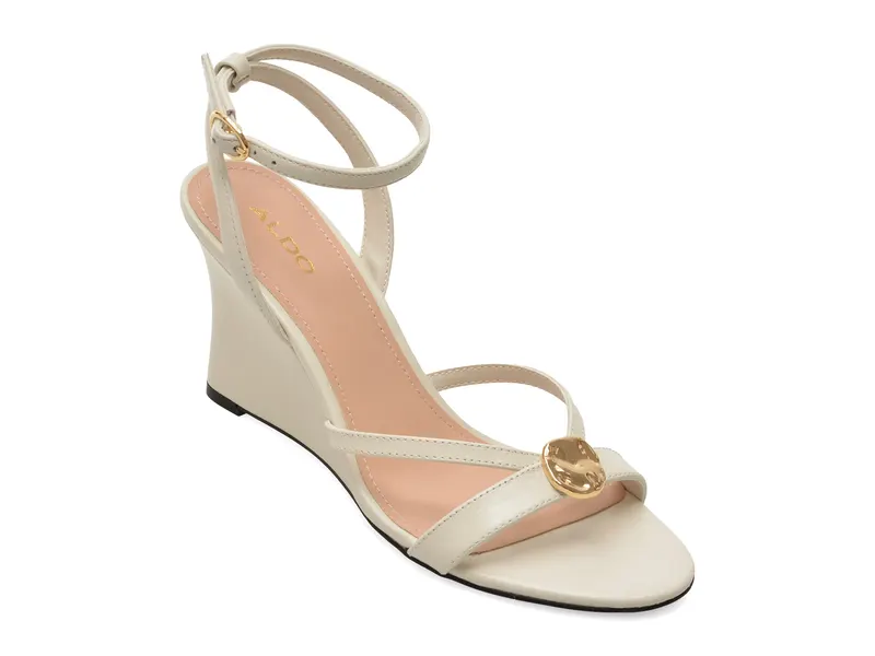 Sandale elegante albe, TATIANIA 110, din piele naturala lacuita
