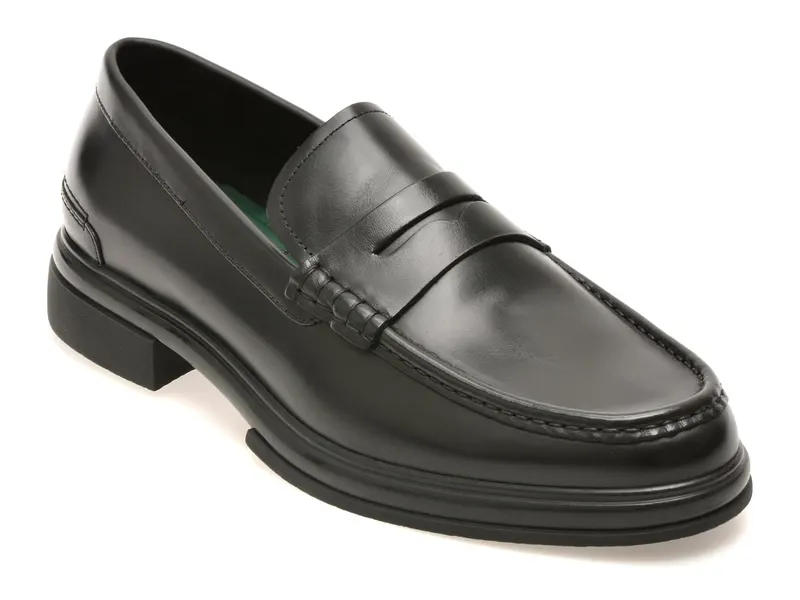 Mocasini eleganti negri, TUCKER 001, din piele naturala