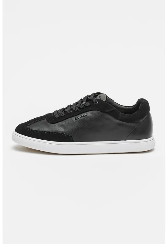 Pantofi sport din piele si garnituri din piele intoarsa - Negru/Alb optic