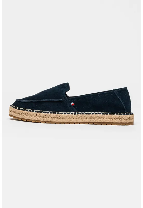 Espadrile din piele intoarsa cu model uni - Albastru ultramarin