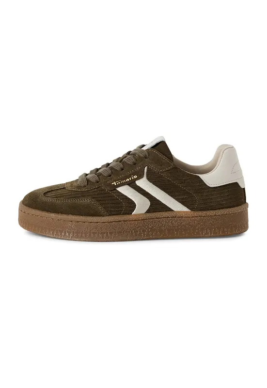 Pantofi sport din piele intoarsa si aspect texturat - Verde masliniu/Caramel/Alb murdar