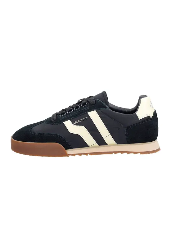 Pantofi sport din piele intoarsa si textil cu logo Baylle - Alb/Gri carbune