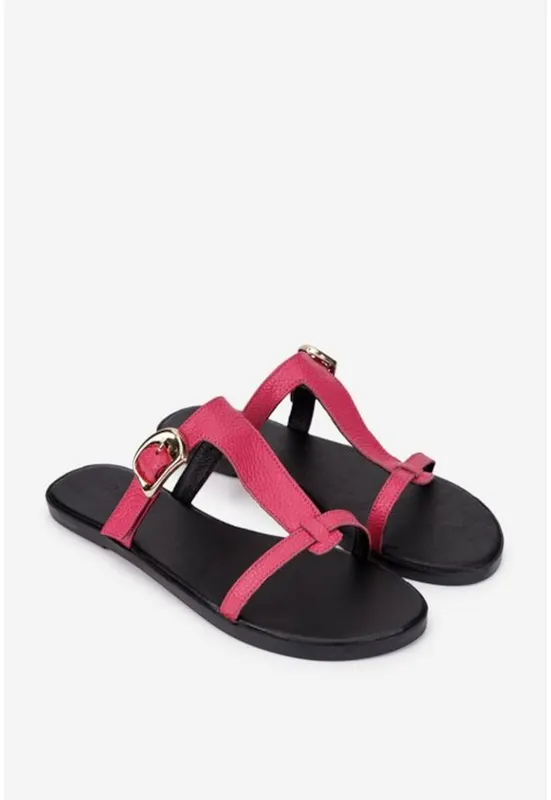 Sandale dama piele fuchsia - Roz