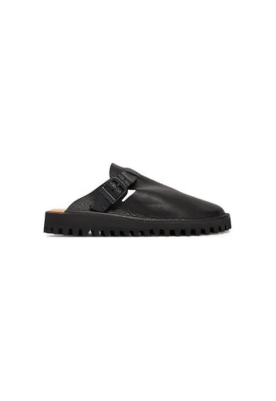 Slapi unisex S100 - Piele naturala - Negru - Negru