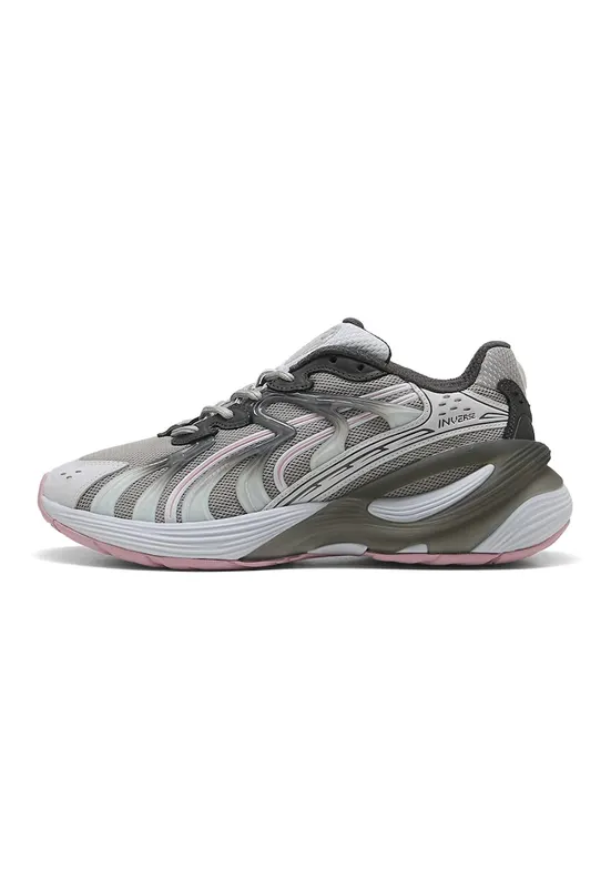 Pantofi sport Inverse wedge cu garnituri de piele - Gri deschis/Gri inchis