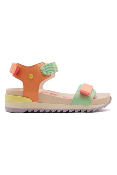 Sandale din piele ecologica cu inchidere velcro - Multicolor