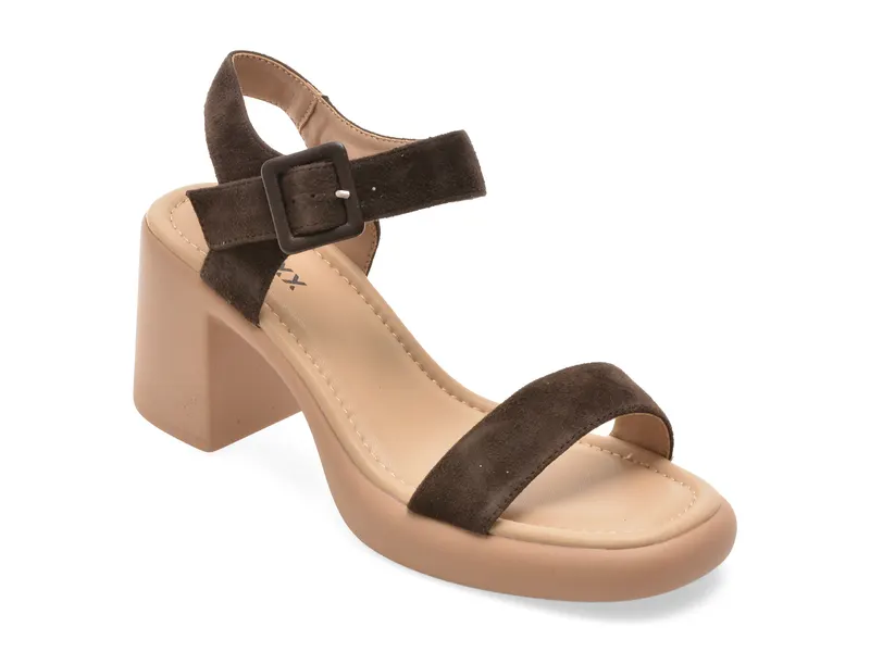 Sandale maro, JL65, din piele intoarsa