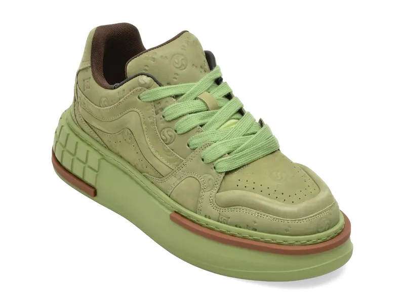Pantofi sport verzi, 2870, din piele naturala