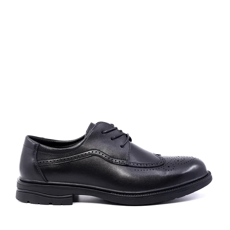 Pantofi derby bărbați negri din piele 3859BP580N