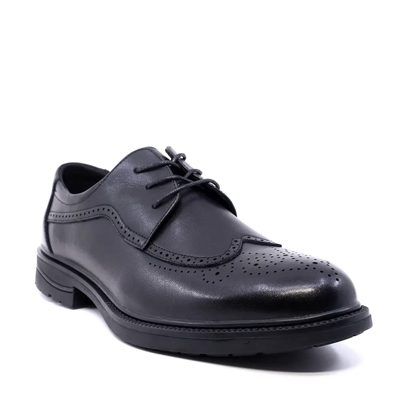 Pantofi derby bărbați negri din piele 3859BP580N — imaginea 2