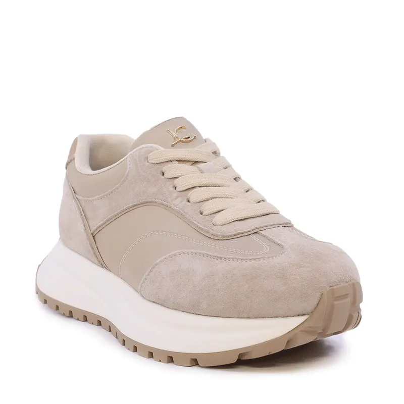 Sneakers femei Luca di Gioia bej din velur și material textil 1291DP7100VBE — imaginea 2