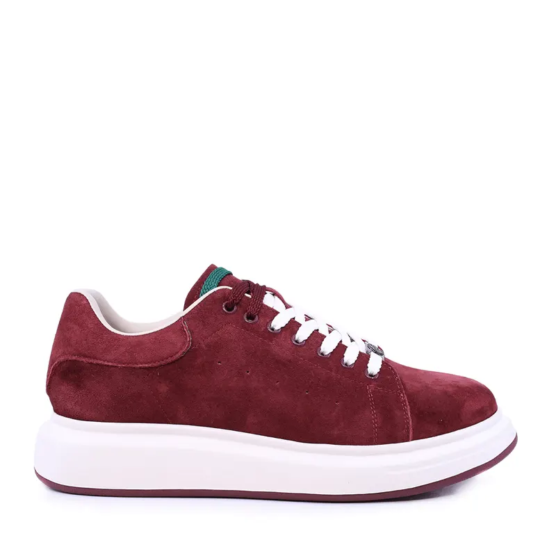 Sneakers ușori bărbați roșii din piele întoarsă 3851BP312VR