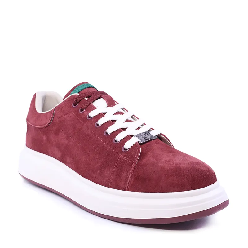 Sneakers ușori bărbați roșii din piele întoarsă 3851BP312VR — imaginea 2
