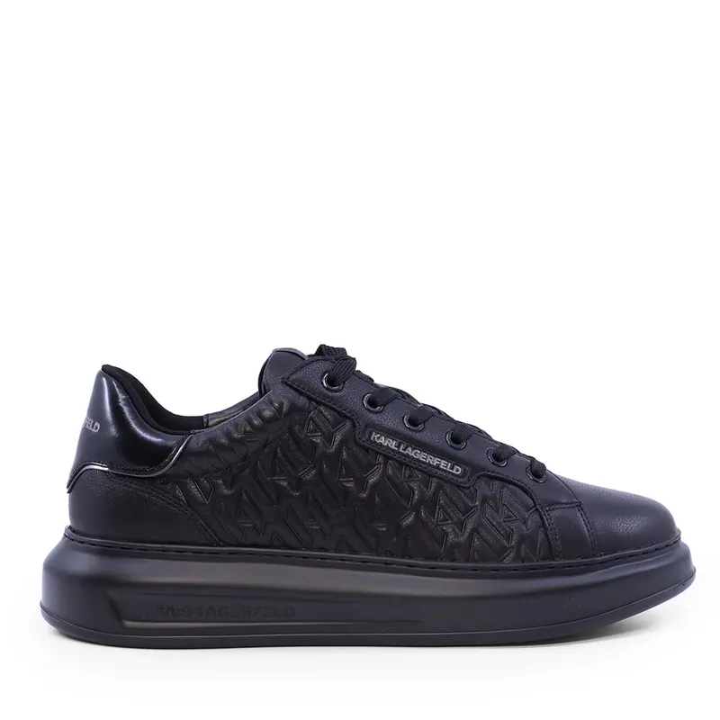 Sneakers bărbați Karl Lagerfeld Kapri Mens Monogram negri din piele 2052BP52549N
