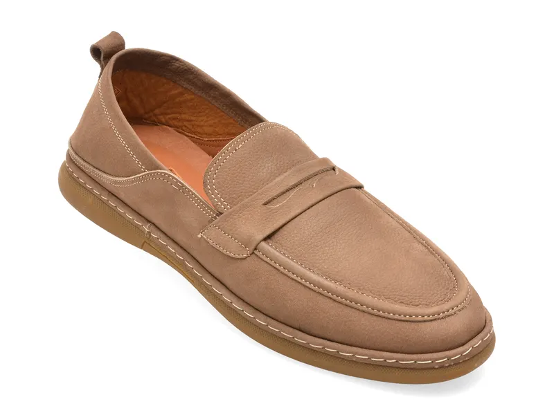 Mocasini gri, 33651, din nabuc