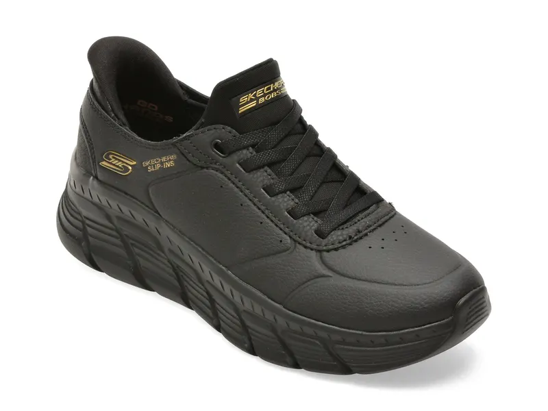 Pantofi sport SKECHERS negri, BOBS B FLEX HI, din piele ecologica