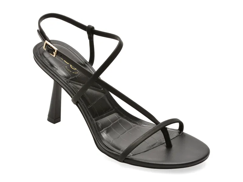 Sandale elegante negre, NALLIA 001, din piele naturala