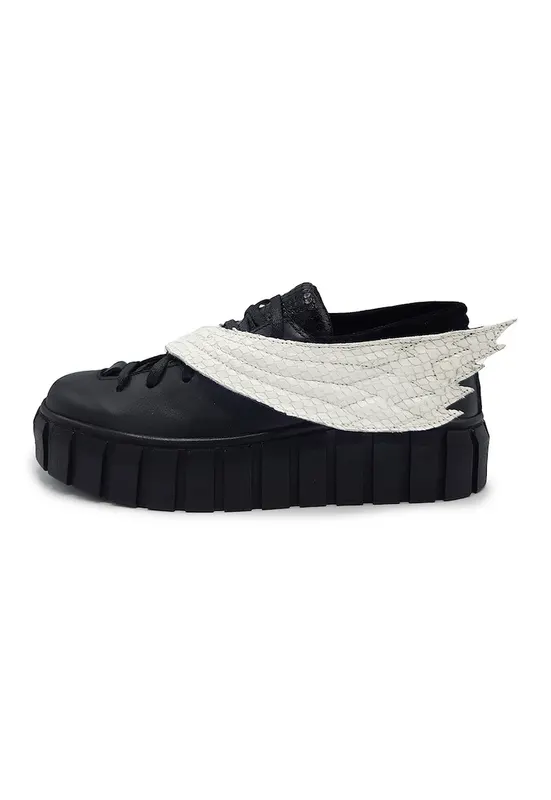 Pantofi sport din piele cu aplicatii aripa - Negru