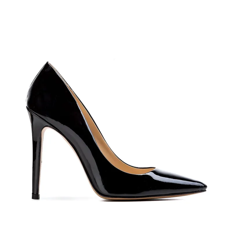 Pantofi Alice Stiletto Piele Lacuita, Negri