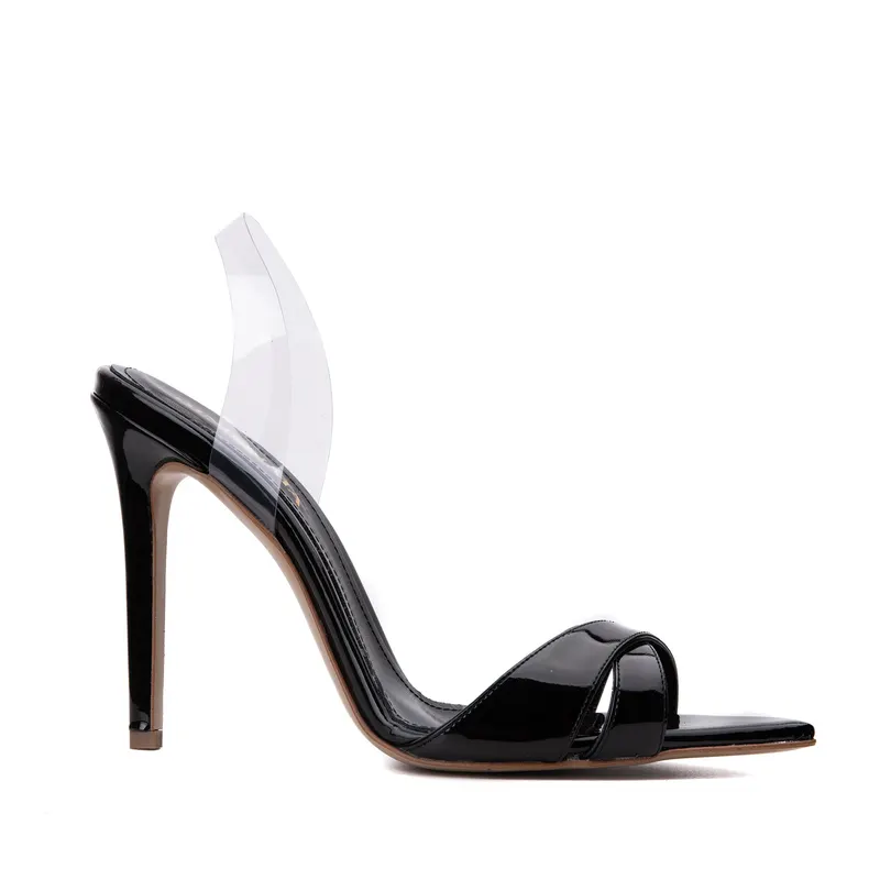 Sandale Thea Piele Lacuita, Negre