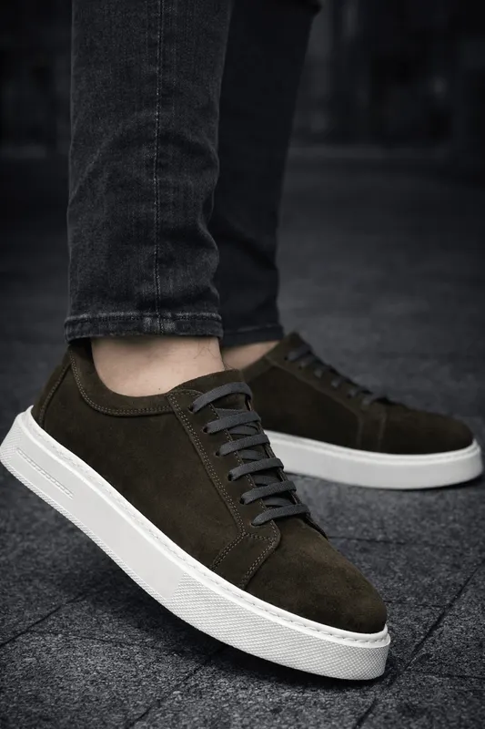 Pantofi Casual din Piele Intoarsa Verde cu Siret - EDY GREEN