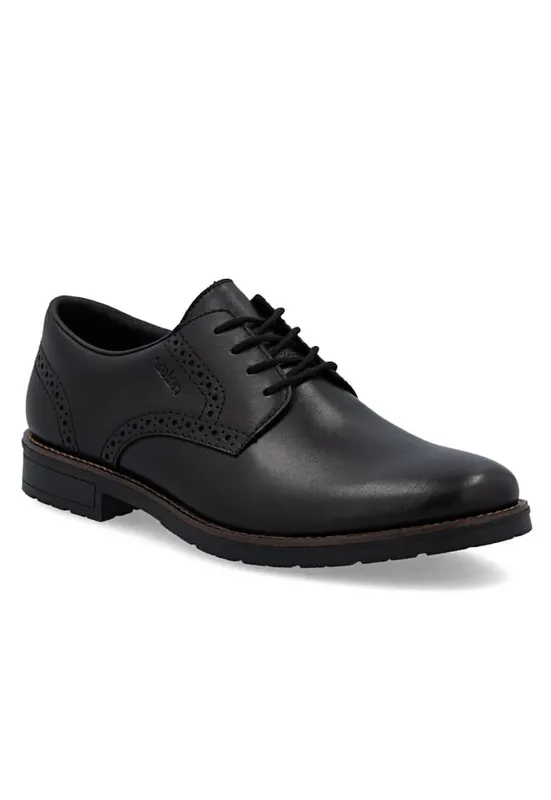 Pantofi joși clasici din piele neagră pentru bărbați Rieker 14642-00