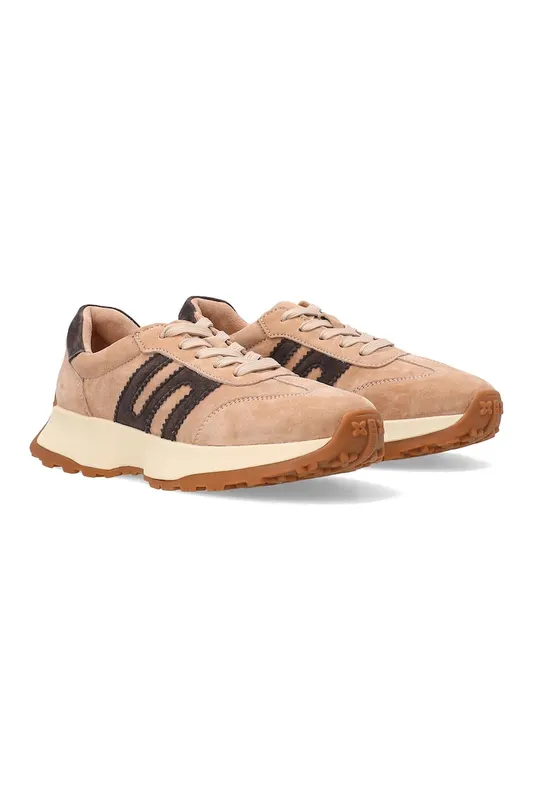 Pantofi sport flatform din piele intoarsa - Bej