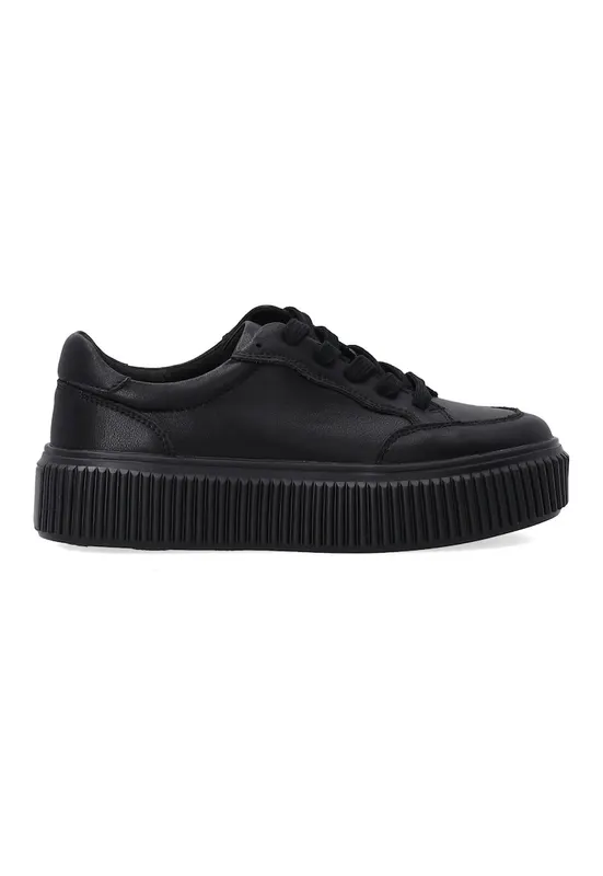 Pantofi sport flatform din piele - Negru