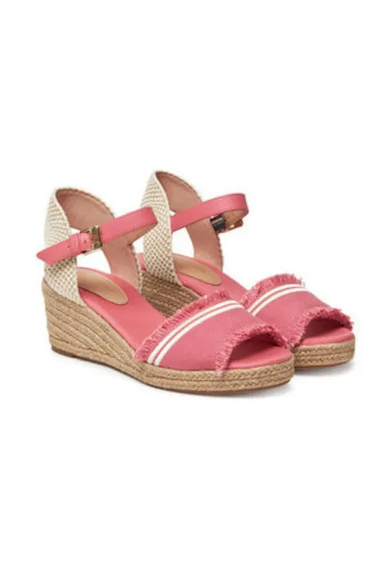 Sandale dama - material textil - roz/alb