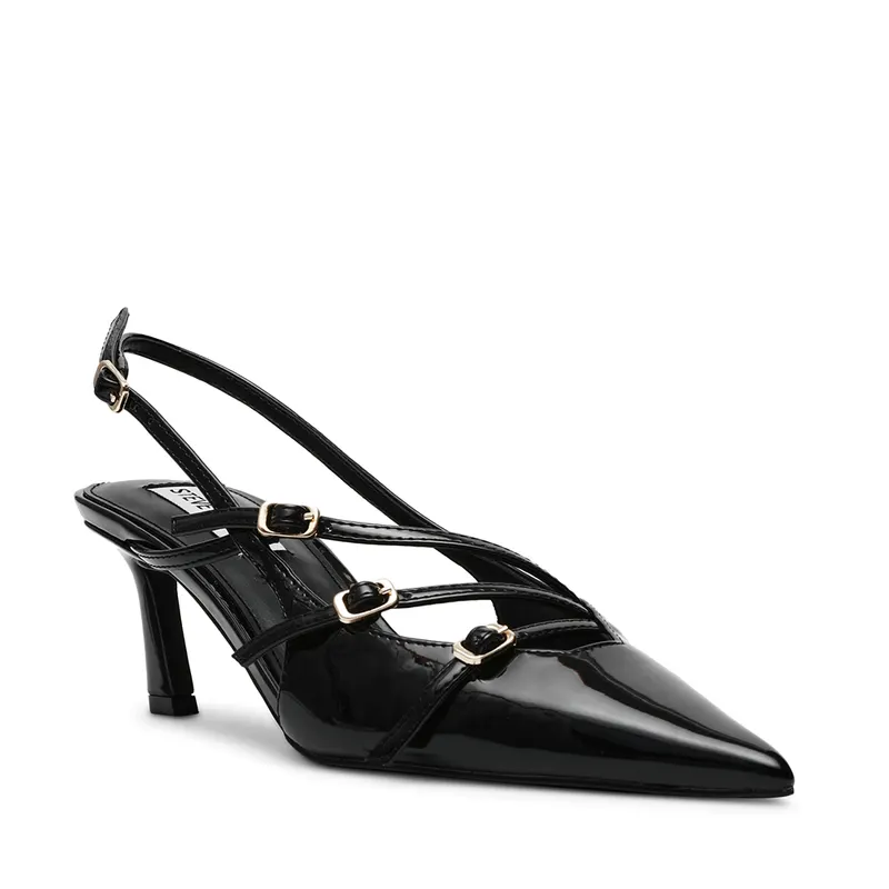 Pantofi cu toc slingback femei Steve Madden Liana negri din lac 1469ddlianaln — imaginea 2