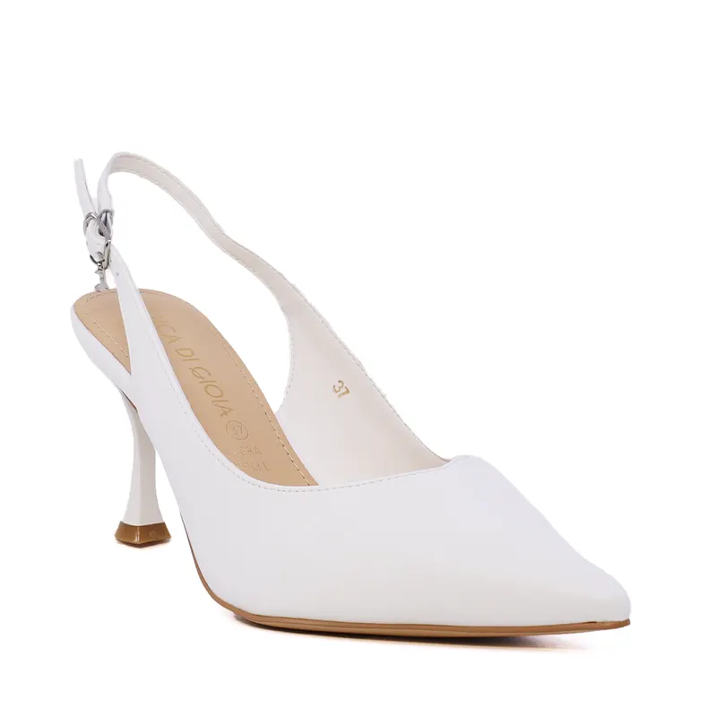 Pantofi stiletto slingback femei Luca di Gioia albi din piele 1261DD7562A — imaginea 2