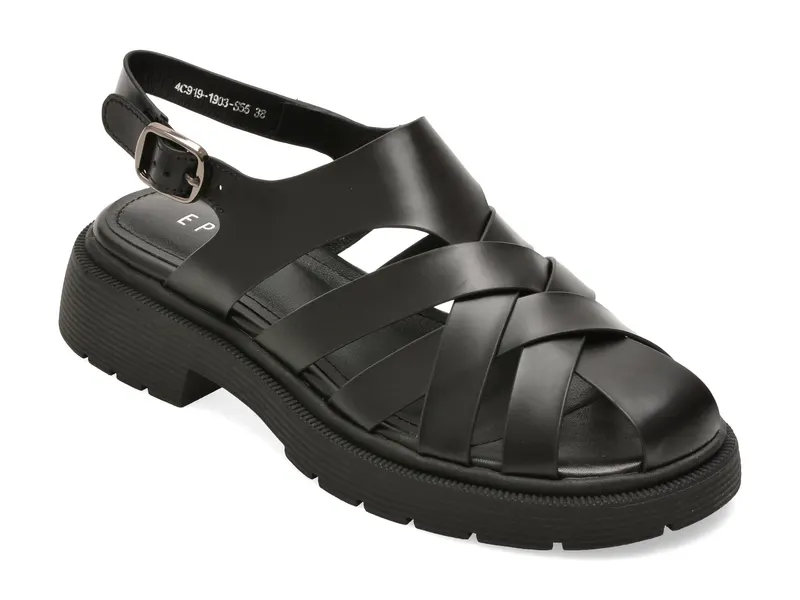 Sandale EPICA negre, 4C919, din piele naturala