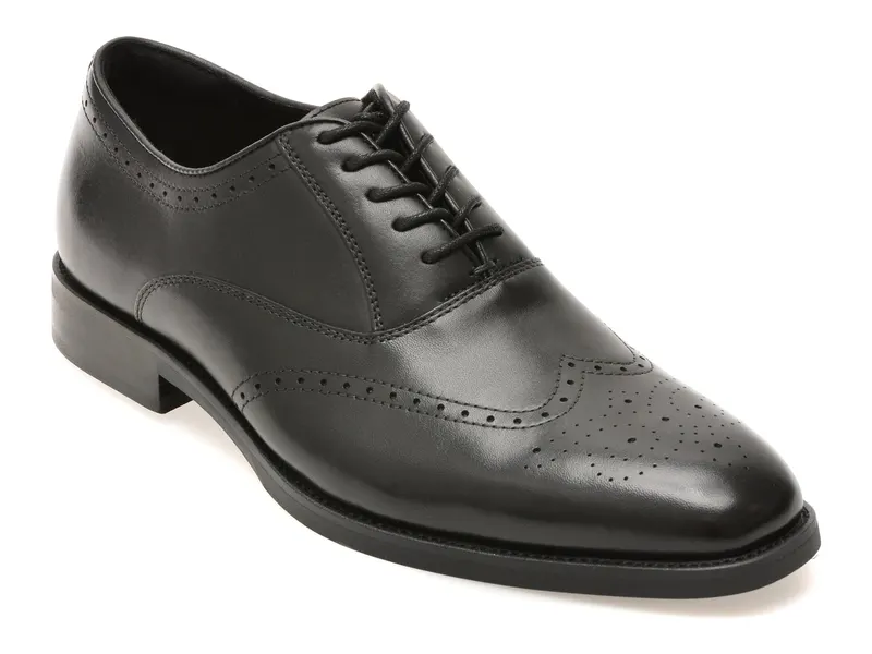 Pantofi elegani negri, DONALD 001, din piele naturala