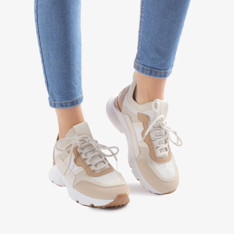 SNEAKERS dama din piele ecologica CRL0709 BEJ